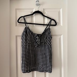 Small Blue/White Checkered Old Navy Faux Tie Front Tank Top